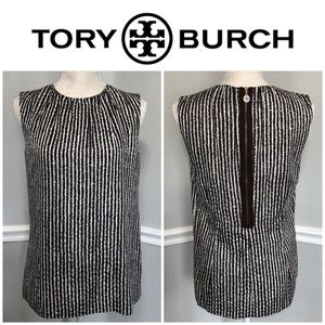 Tory Burch Sleeveless Silk Blend Blouse Brown, 10